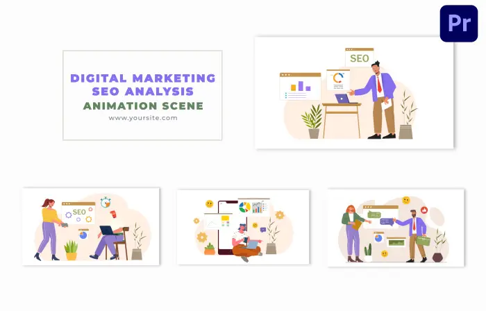 Digital Marketing SEO Analysis 2D Vector Stock Animation Scene